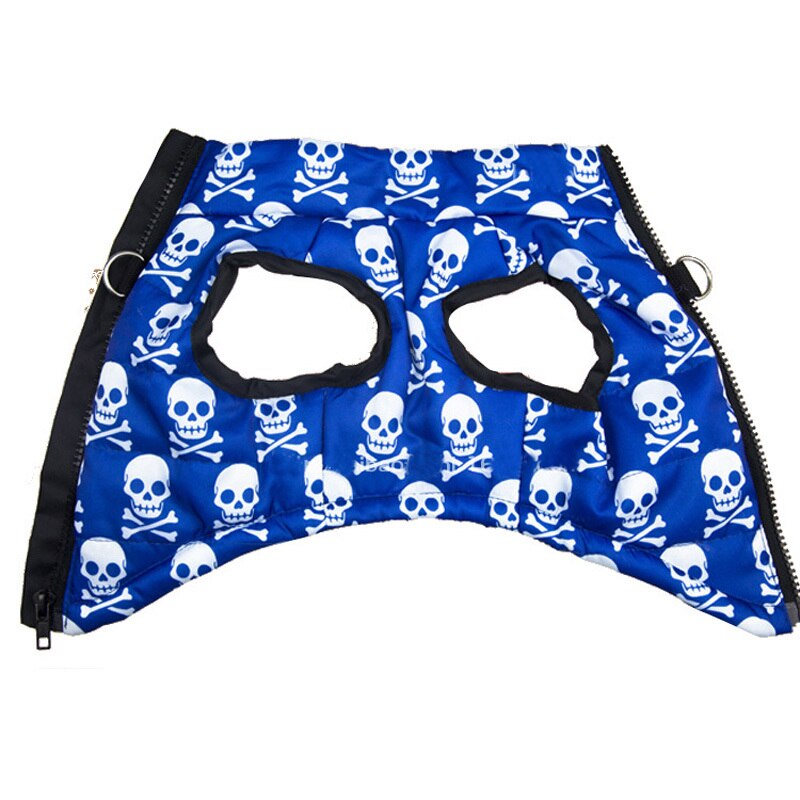 Blue Skull Pattern Small Dog Coat Jacket Warm Down