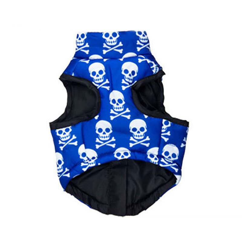 Blue Skull Pattern Small Dog Coat Jacket Warm Down