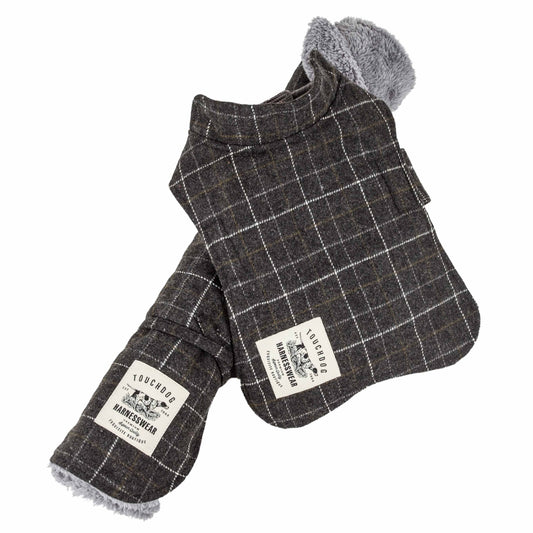 Touchdog JB4DGSM 2 Piece 2-in-1 Windowpane Plaided Dog Jacket with Mat