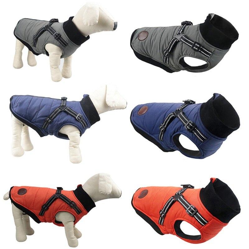 Waterproof Dog Clothes Winter Warm Pet Vest Zipper Jacket Coat For