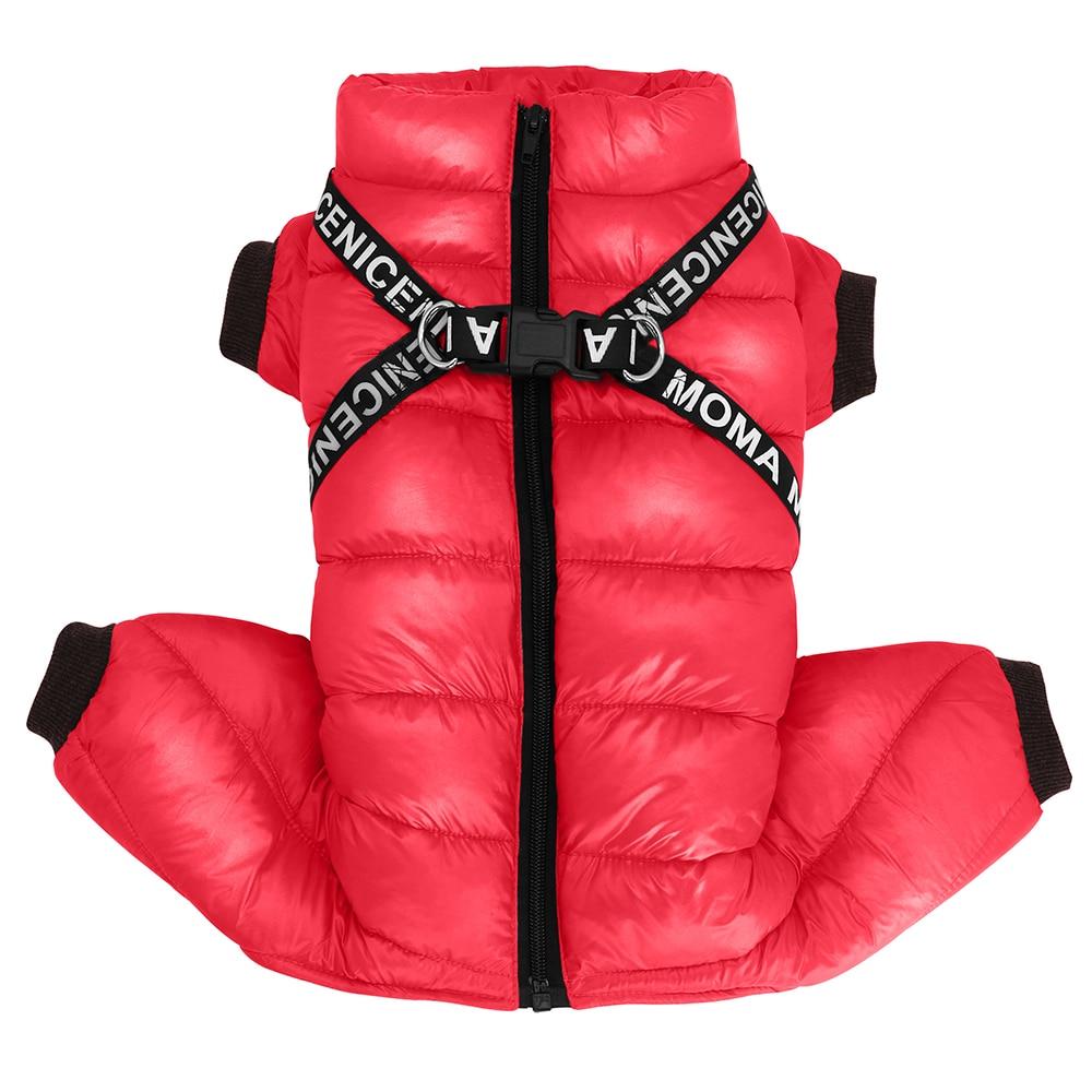 3 Layer Dog Clothes Coat With Harness Windproof Dogs Down Jacket Warm