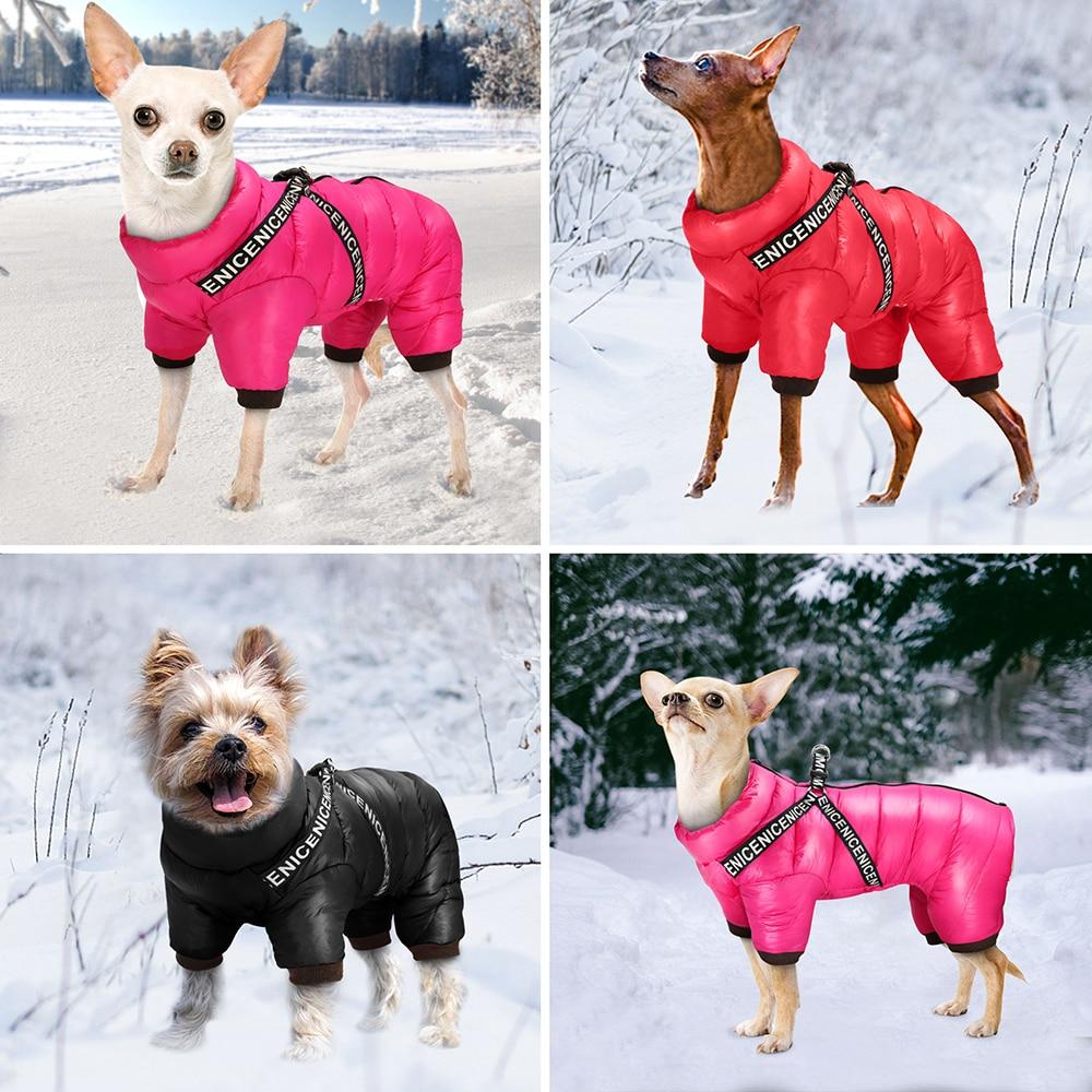 3 Layer Dog Clothes Coat With Harness Windproof Dogs Down Jacket Warm